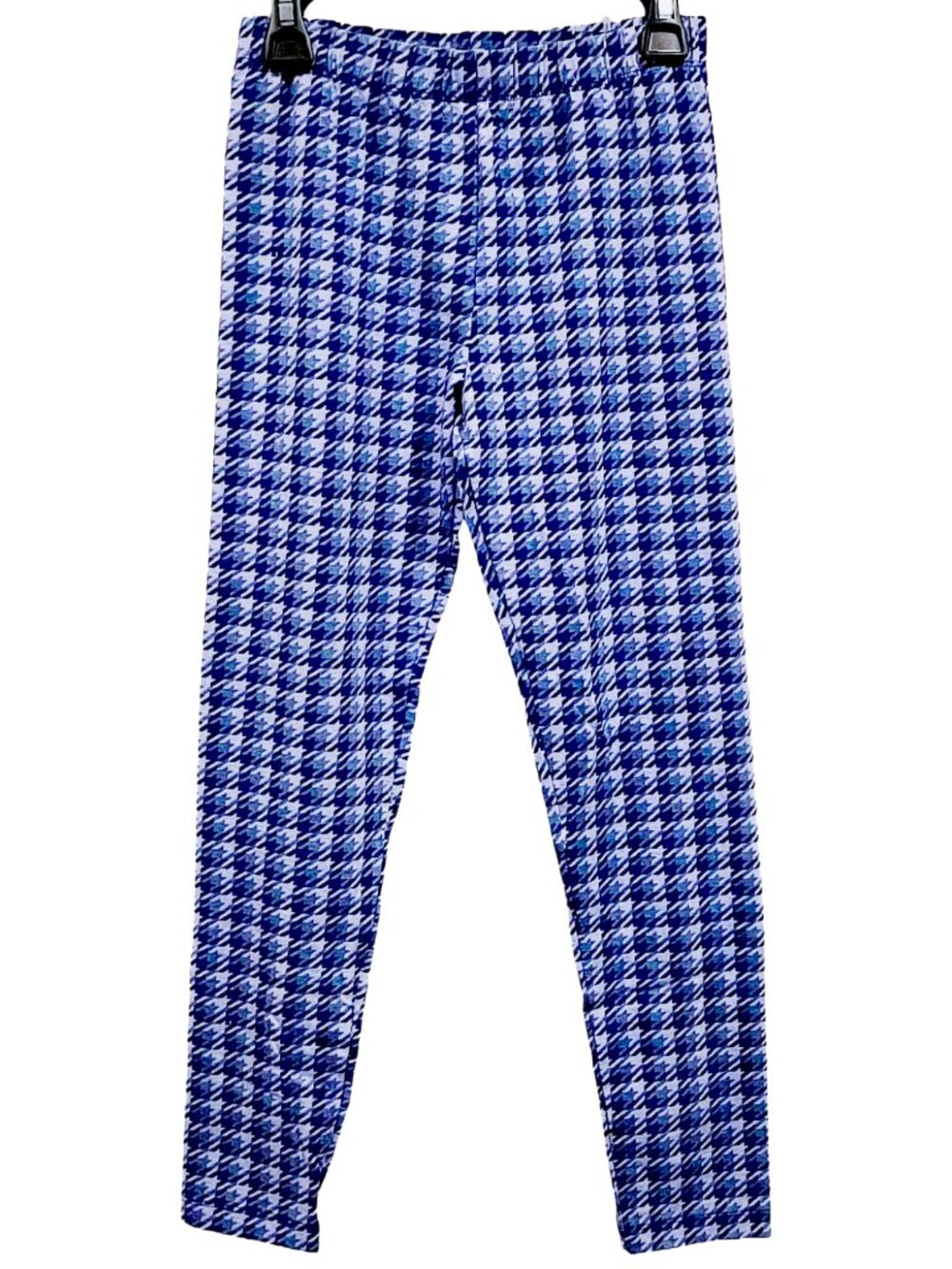 Girls Blue Houndstooth Cotton Stretch Leggings M 10/12 Wallflower NWOT